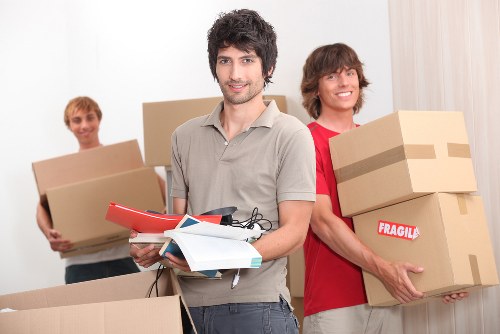 Organised moving boxes and packing materials for a Teddington home