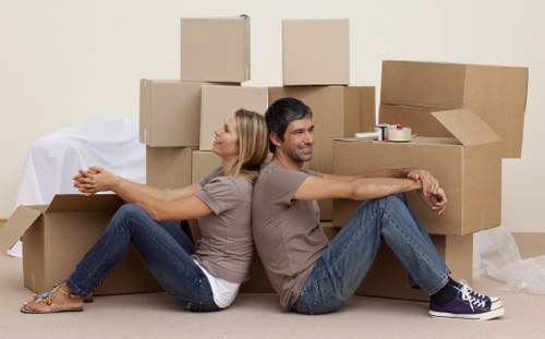Preparing desks, boxes, and files for an office move in Teddington