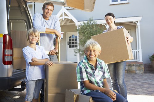 Packed moving boxes and household items prepared for relocation